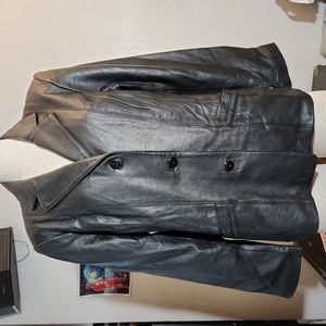 ALFANI Soft Leather Button UP Jacket Black 12